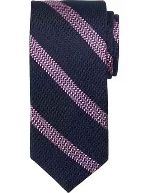 Pronto Uomo Big & Tall Men's Narrow Woven Stripe Tie Pink