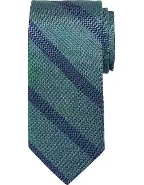 Pronto Uomo Men's Narrow Woven Stripe Tie Green