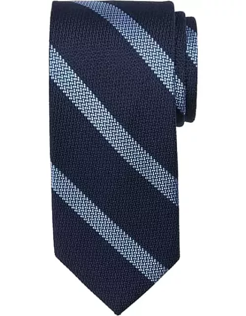 Pronto Uomo Men's Narrow Woven Stripe Tie Navy