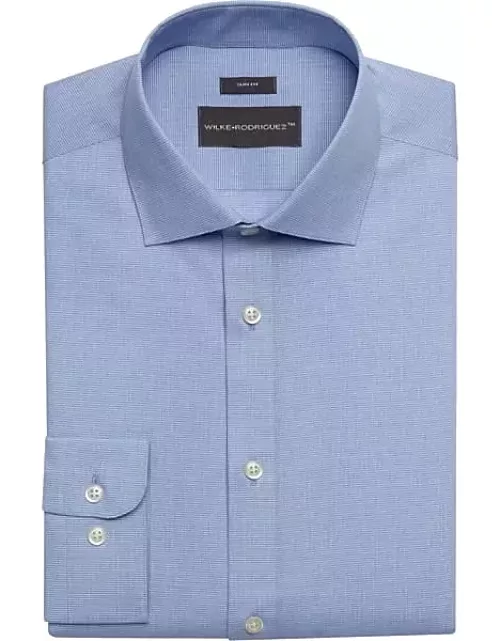 Wilke-Rodriguez Men's Slim Fit Spread Collar Mini Houndstooth Dress Shirt Light Blue Check