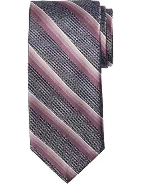 Pronto Uomo Big & Tall Men's Narrow Tonal Stripe Tie Pink