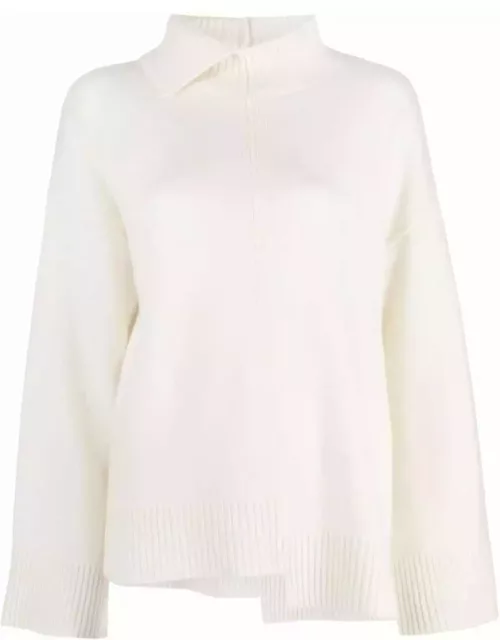 Asymmetric-design wool-blend jumper