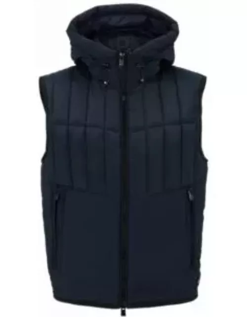 Water-repellent hooded gilet with lightweight padding- Dark Blue Men's Casual Jacket