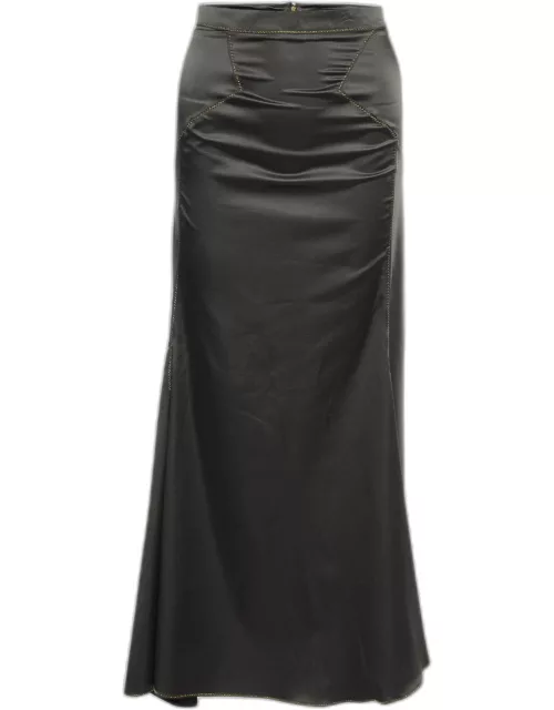 Just Cavalli Black Satin Contrast Detail Skirt