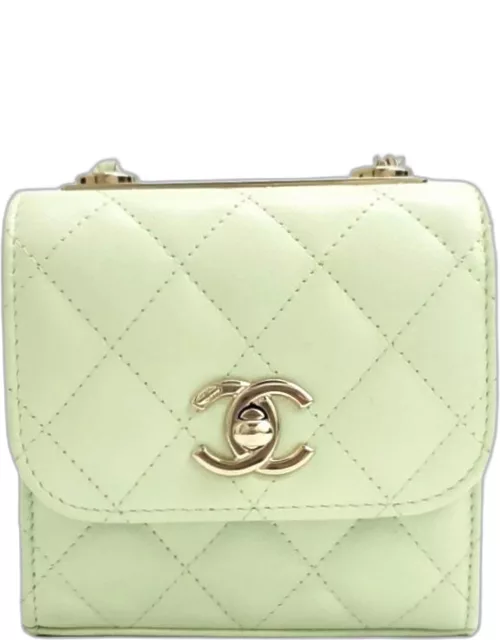 Chanel Green Lambskin Leather Mini Trendy CC Clutch Bag