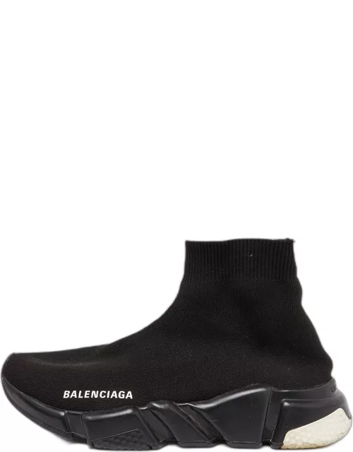Balenciaga Black Knit Fabric Speed Trainer High-Top Sneaker