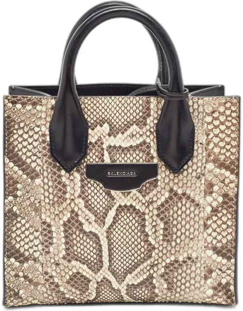Balenciaga Black/Beige Python and Leather Mini All Afternoon Tote