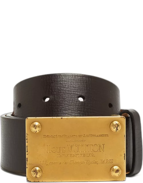 Louis Vuitton Dark Brown Leather Inventeur Belt 90C