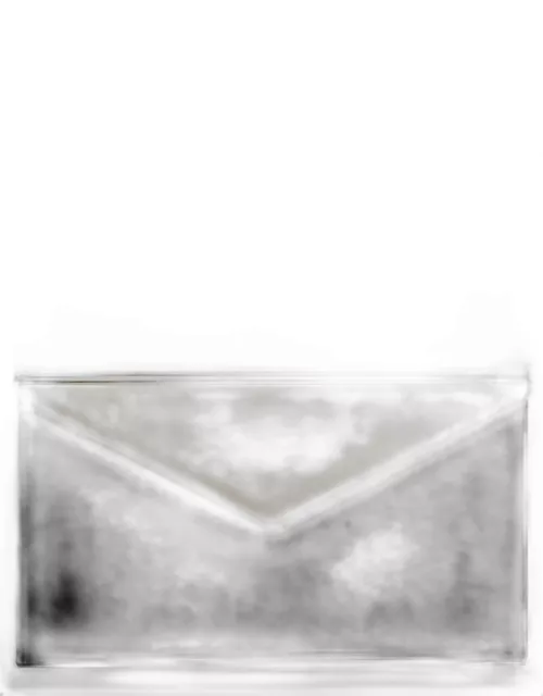 Jimmy Choo Black Shimmer Suede Metal Envelope Clutch