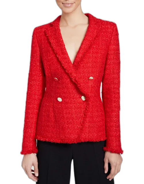 Alaia Double-Breasted Shimmer Tweed Jacket