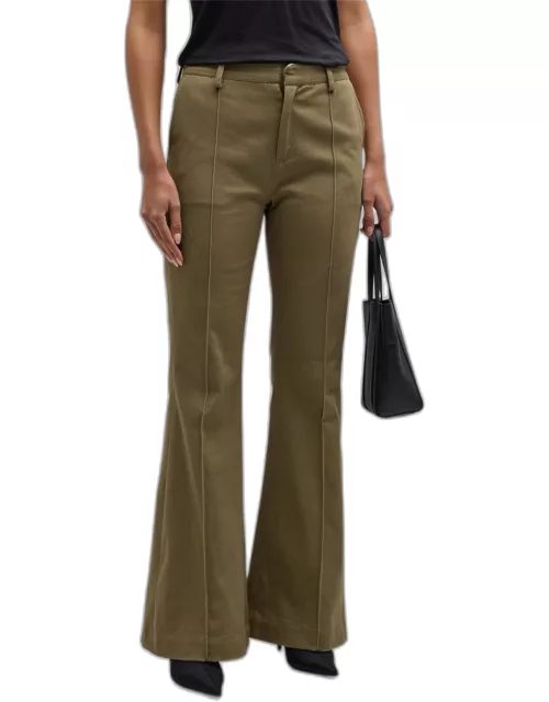 Washed Cotton Twill Flare Pant