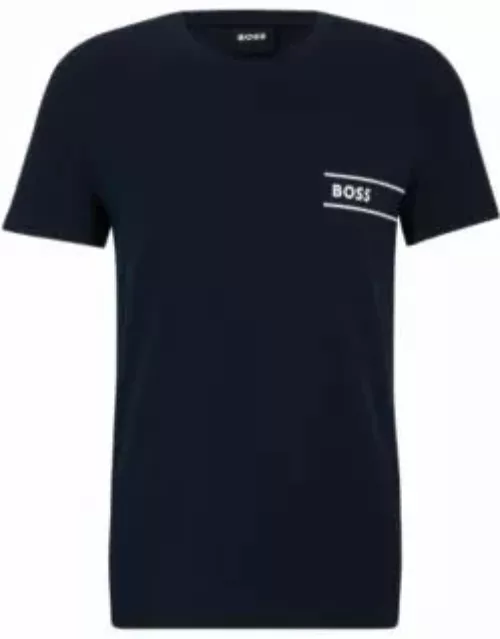 Cotton-jersey underwear T-shirt with logo and stripes- Dark Blue Men's All Clothing