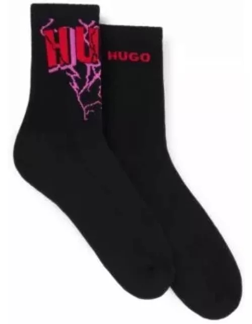 Two-pack of short socks with logos- Black Women's Underwear, Pajamas, and Sock