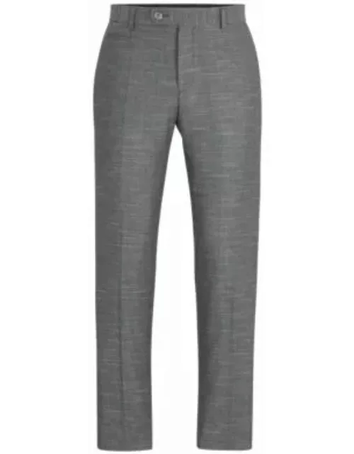 Slim-fit trousers in a patterned wool blend- Silver Men's Be Your Own BOS