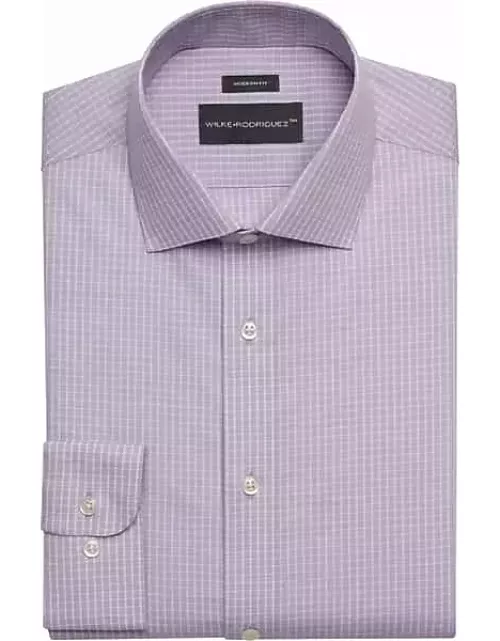 Wilke-Rodriguez Men's Modern Fit Spread Collar Plaid Dress Shirt Lavender Check