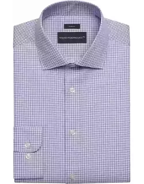 Wilke-Rodriguez Men's Slim Fit Spread Collar Check Dress Shirt Lavender Check