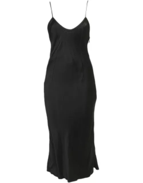 Yves Saint Laurent Black Crepe V-Neck Strappy Maxi Dress