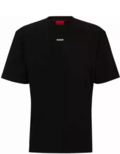 Cotton-jersey relaxed-fit T-shirt with logo print- Black Men's T-Shirt