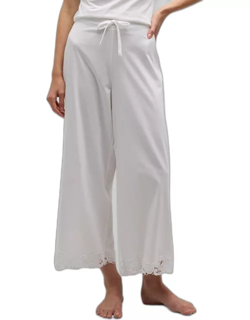 Bliss Harmony Cropped Lace-Trim Cotton Pant