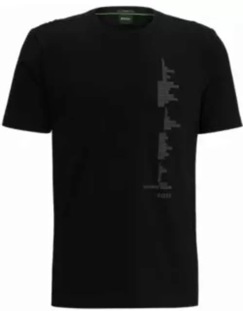 Stretch-cotton T-shirt with decorative reflective artwork- Black Men's T-Shirt