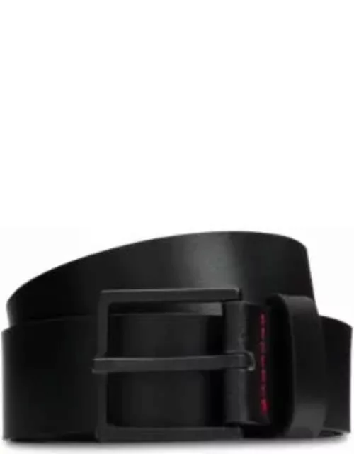 Reversible Italian-leather belt with stacked logo and flames- Black Men's Casual Belt