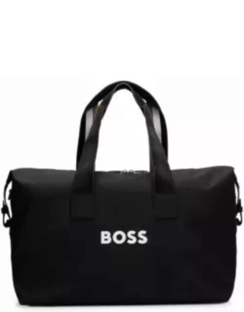 Contrast-logo holdall with signature-stripe handles- Black Men's Business Bag