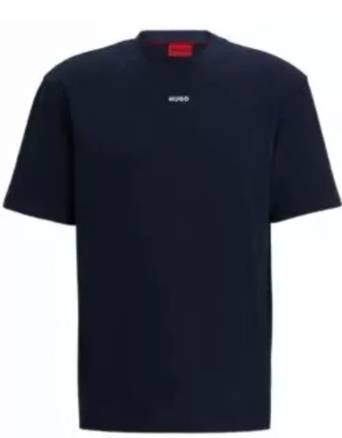 Relaxed-fit T-shirt in cotton with logo print- Dark Blue Men's T-Shirt