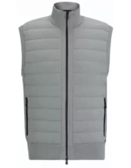 Padded regular-fit gilet in mixed materials- Silver Men's All Gift