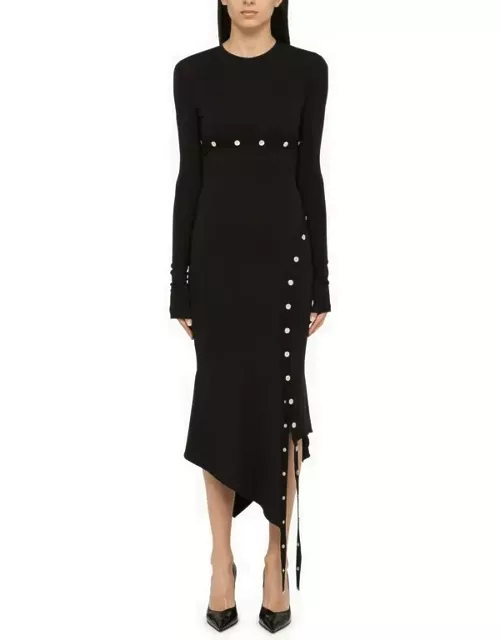 Black midi dress with snap button