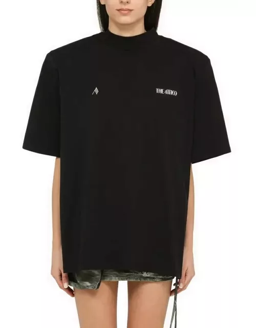 Black T-shirt with maxi shoulder