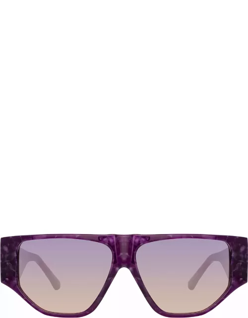 The Attico Ivan Angular Sunglasses in Purple Pear