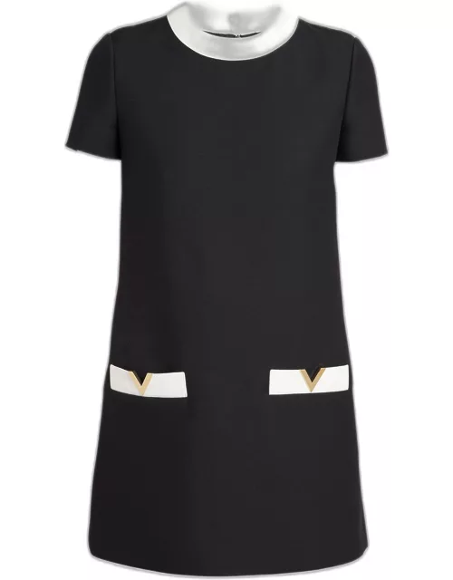 Crepe Couture Mini Dress with Patch Pocket