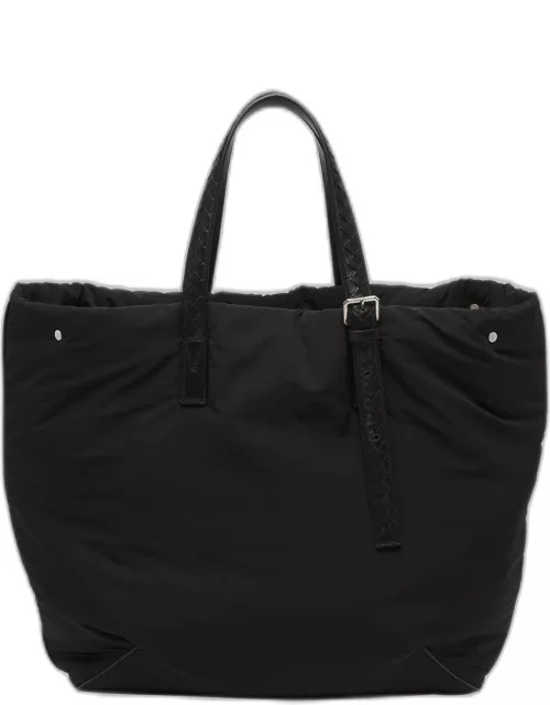 Men's Large Padded Nylon and Leather Tote Bag