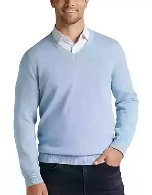 Joseph Abboud Men's Modern Fit V-Neck Pima Sweater Med Blue