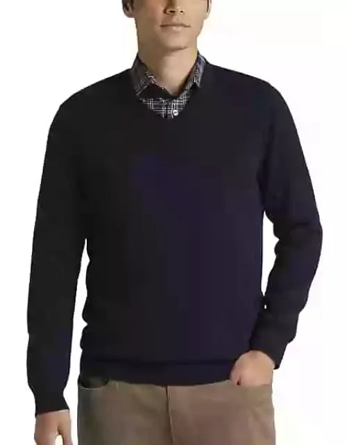 Joseph Abboud Men's Modern Fit V-Neck Pima Sweater Navy