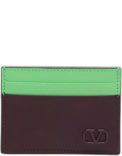 Men's Mini VLogo Bicolor Leather Card Holder