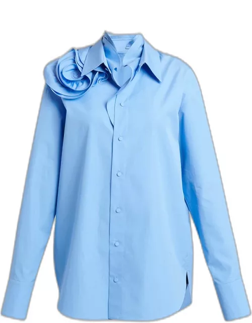 Rosette-Collar Long-Sleeve Shirt