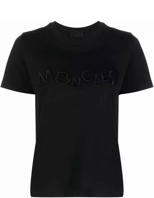 Logo-embroidery cotton T-shirt