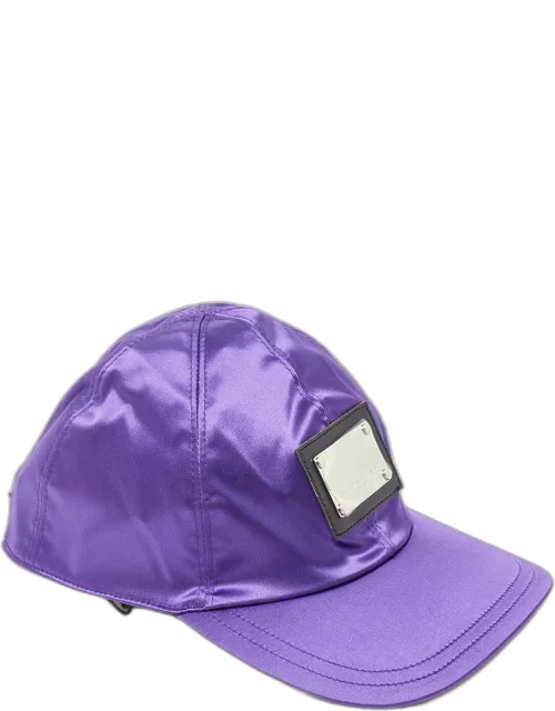 Dolce & Gabbana Vintage Purple Satin Logo Patch Cap