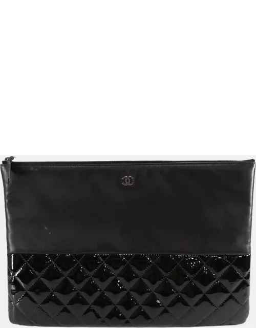 Chanel Black Leather CC Large Clutch