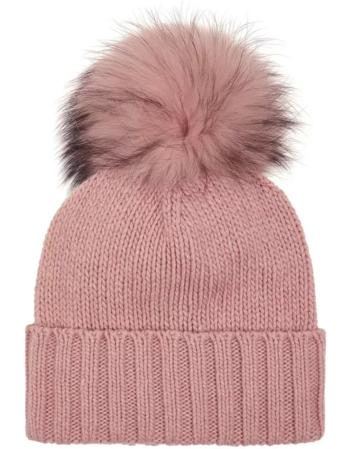 Inverni Pompom Cashmere Beanie - Light Pink