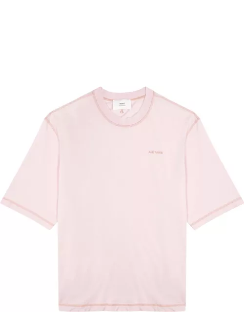 Ami Paris Fade Out Logo-embroidered Cotton T-shirt - Pink