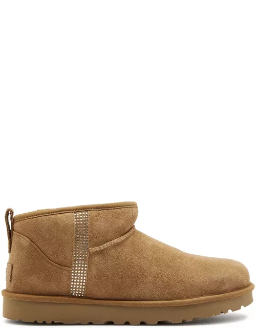 Ugg Classic Ultra Mini Bling Suede Ankle Boots - Tan - 5 (IT36 / UK3)