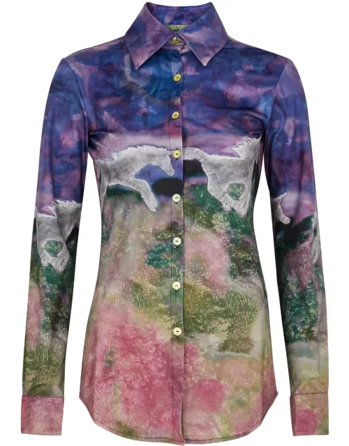 Conner Ives Printed Satin Shirt - Multicoloured - M (UK12 / M)