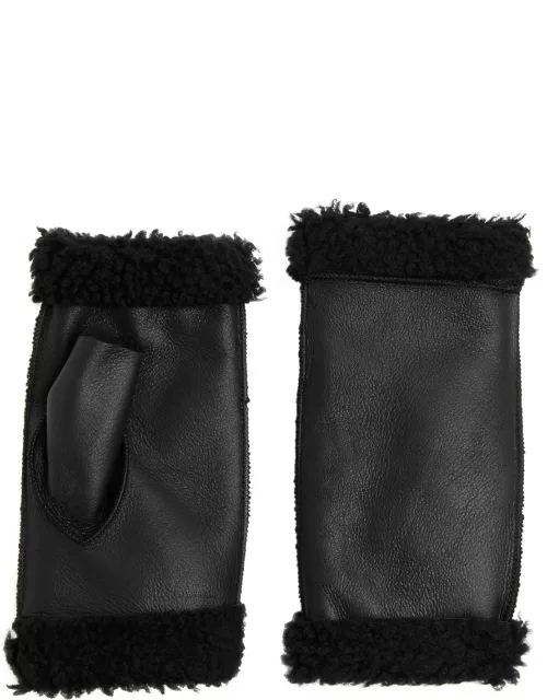 Dents Vera Fingerless Leather Gloves - Black