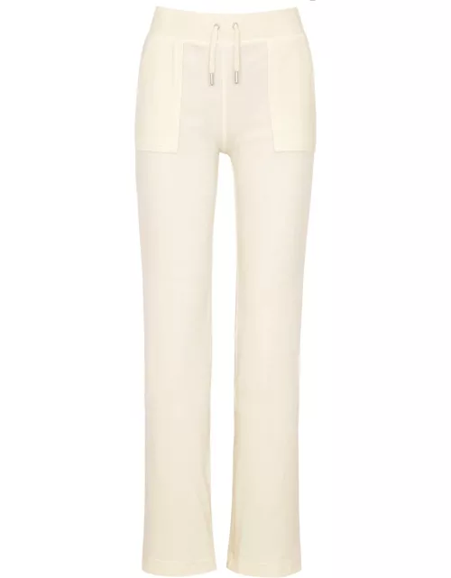 Juicy Couture Del Ray Logo Velour Sweatpants - Cream - L (UK14 / L)