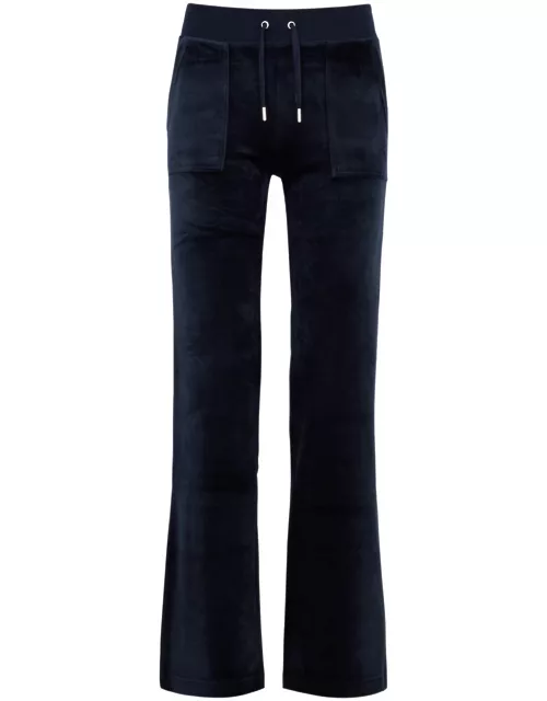 Juicy Couture Del Ray Logo Velour Sweatpants - Navy - L (UK14 / L)
