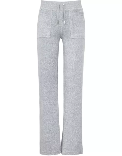 Juicy Couture Del Ray Logo Velour Sweatpants - Grey - L (UK14 / L)