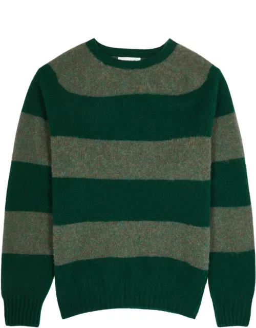 Ymc Suedehead Striped Wool Jumper - Green
