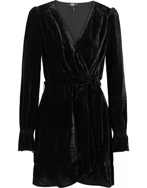 Paige Ysabel Velvet Mini Dress - Black - L (UK14 / L)